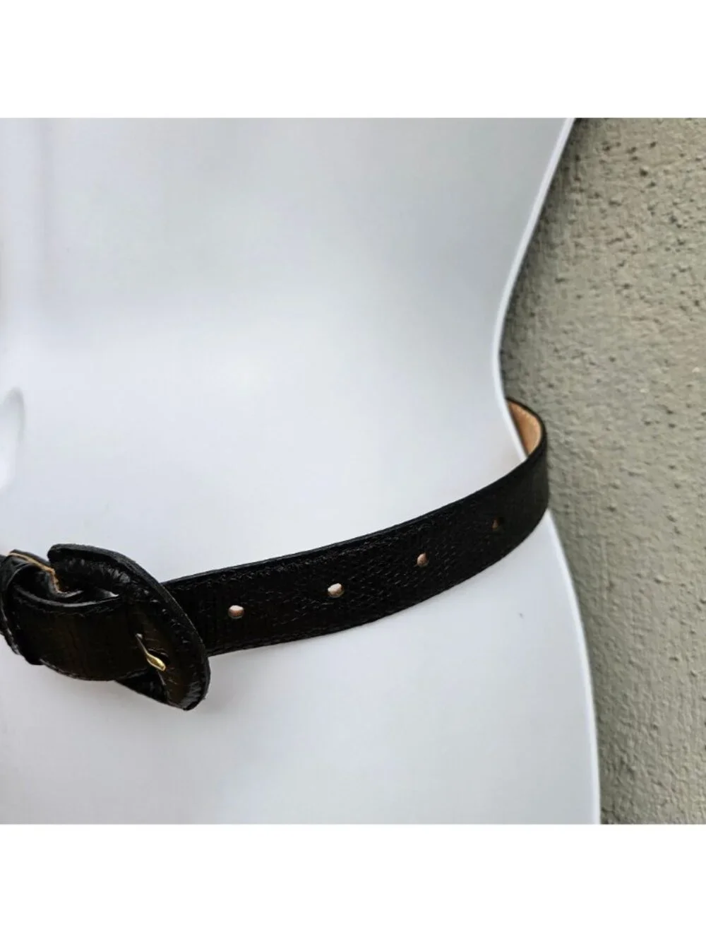Vintage 80s Nordstrom Black Genuine Lizard Skin Belt Size S 23-27